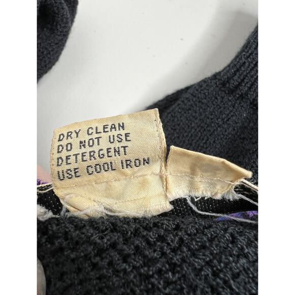 Vintage 80s Umi Collections By Anne Crimmins Sweater Black Retro Size Medium - Picture 6 of 8